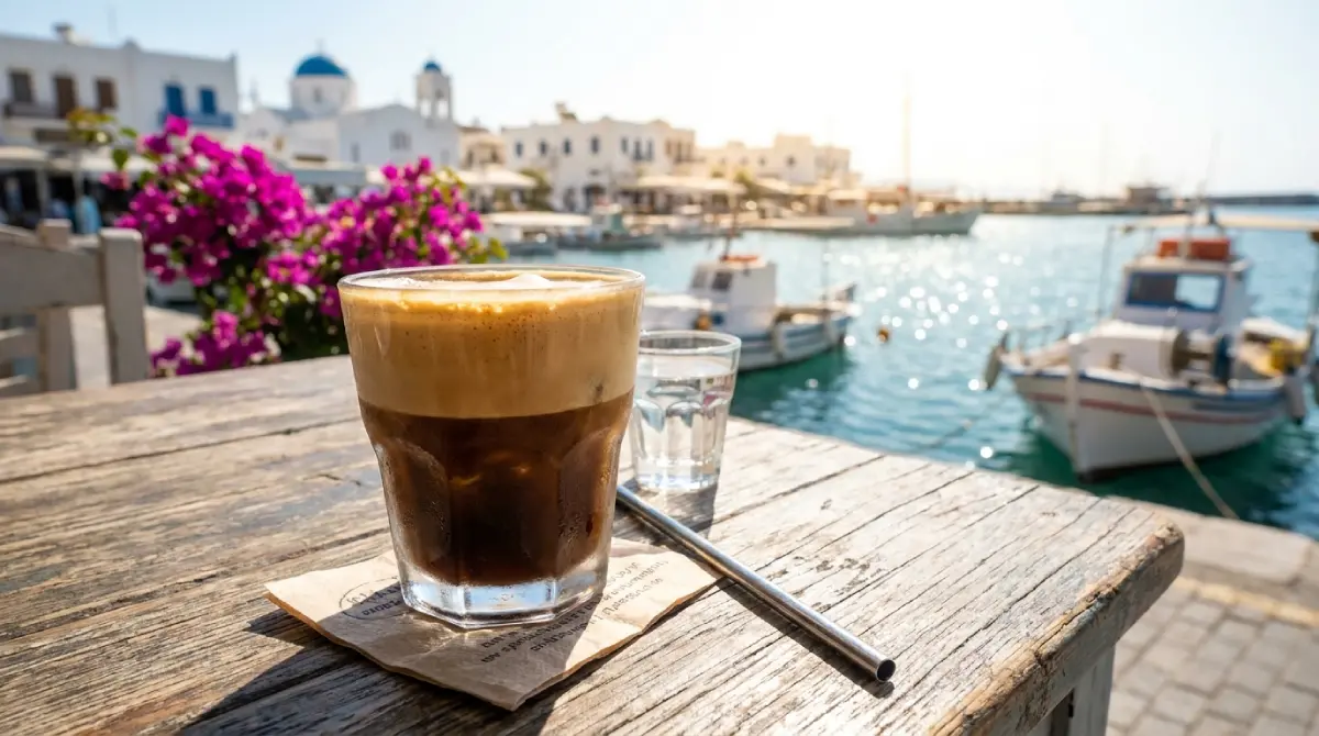 Kawa Freddo Espresso w greckiej tawernie na Kos - zdjęcie poglądowe